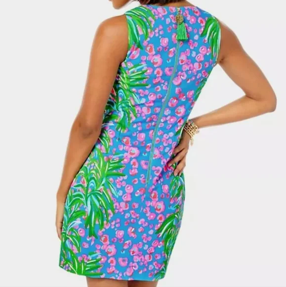 Lilly Pulitzer Mila Stretch Shift Dress Turquoise Shore I Spy Engineered Sz 8 - Picture 3 of 14